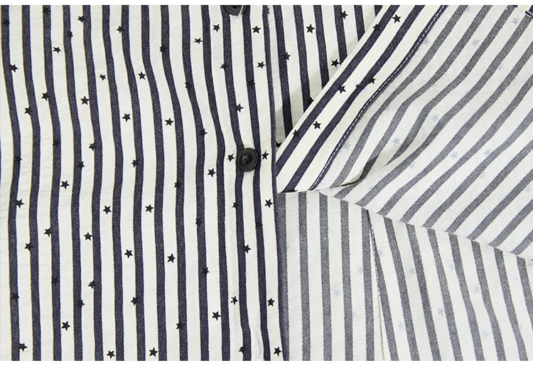 JIKOO Striped Polka Dot Patchwork Streamer Sleeveless Tee