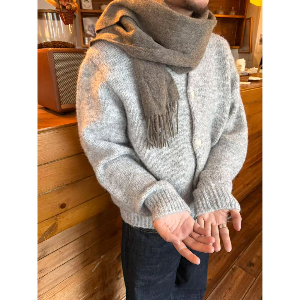 Anniehall Temperament Retro Wool Crew Neck Cardigan Sweater