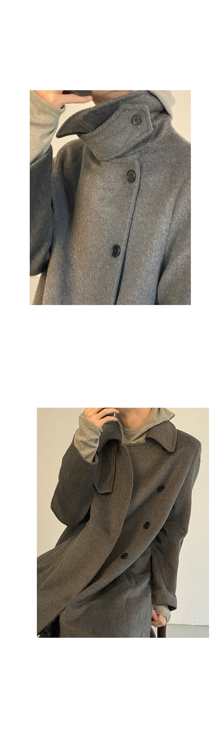 COLN Split-ended Single-breasted Wool Coat