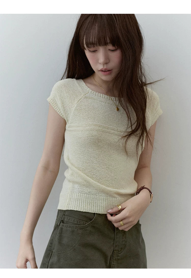 VOOE Hollow Breathable Knitted Casual Tee