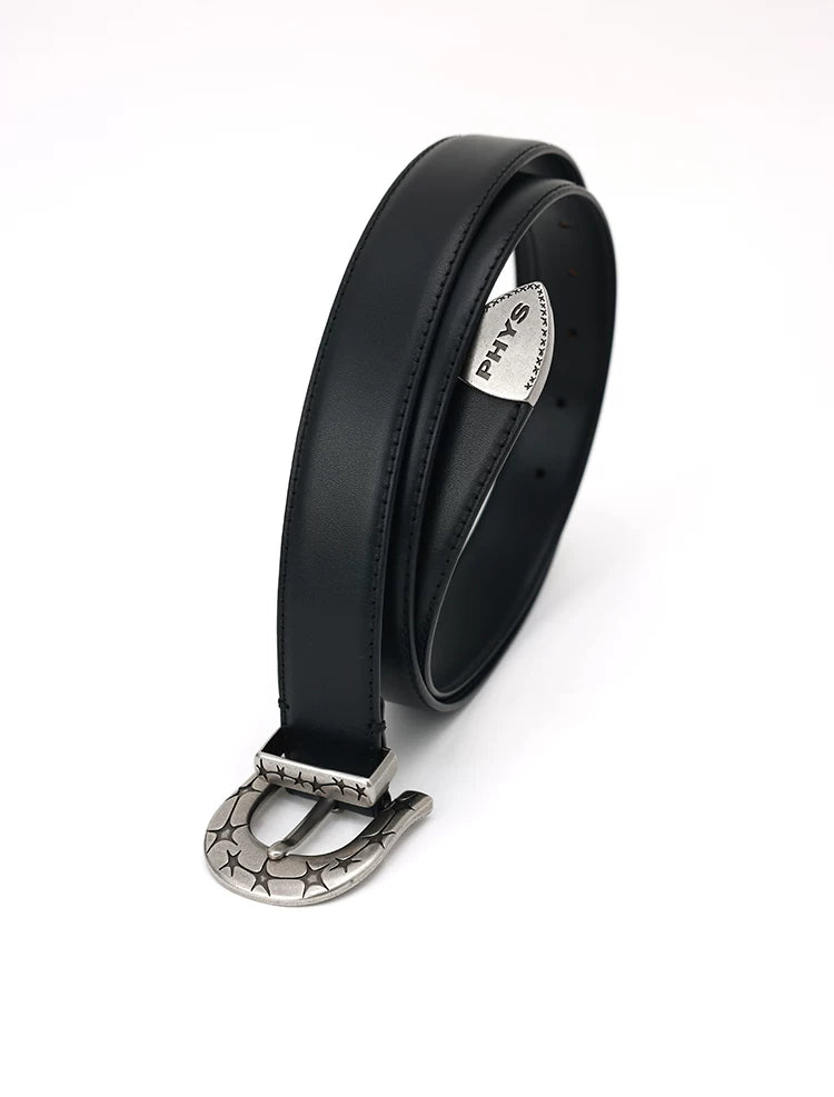 PHYS Tough and Wear-resistant First Layer Cowhide Star Horseshoe Belt