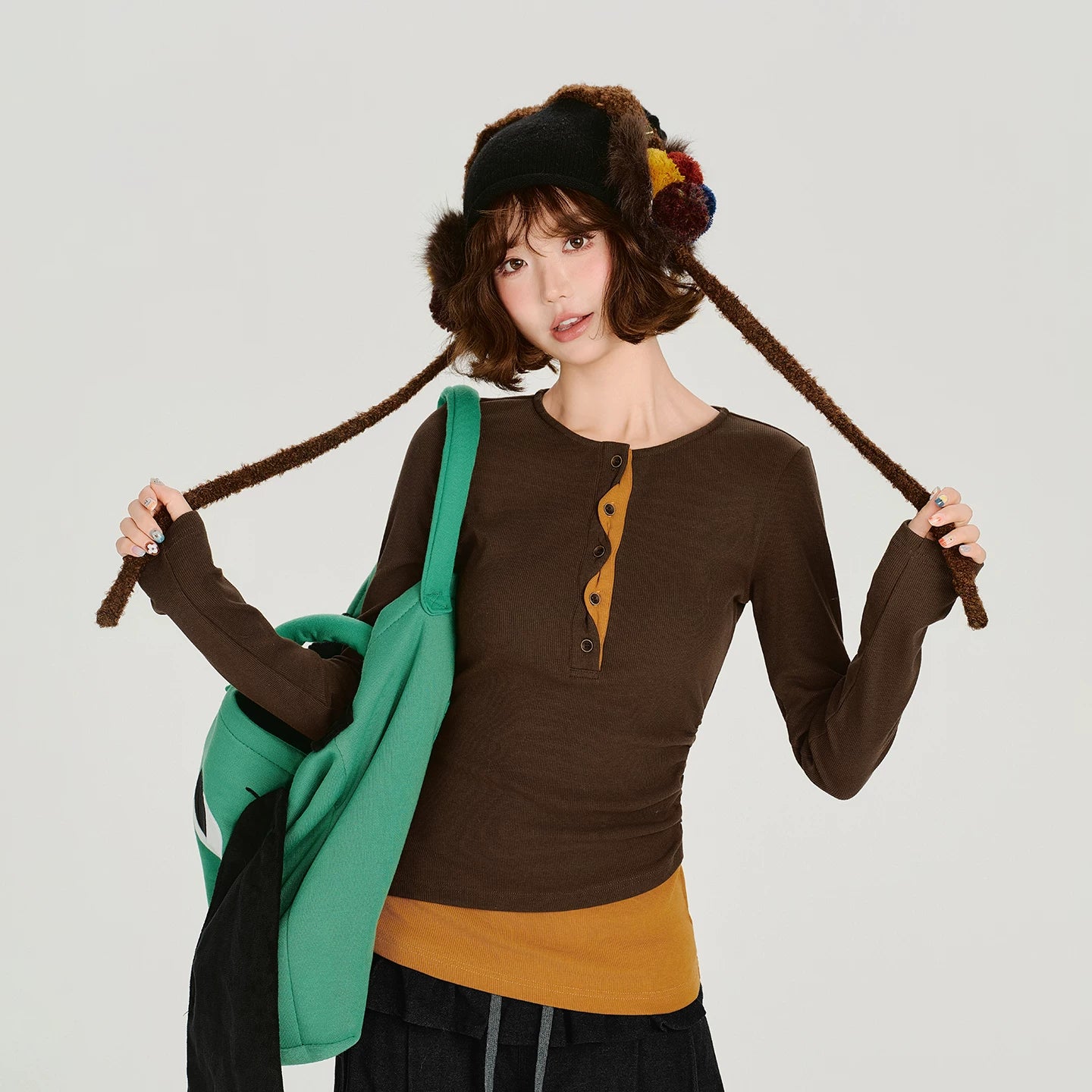 Girlyhalo Casualfake Two-piece Bottomlong Sleeves