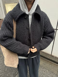 Anniehall Warm Large Lapel Thickened Sweater