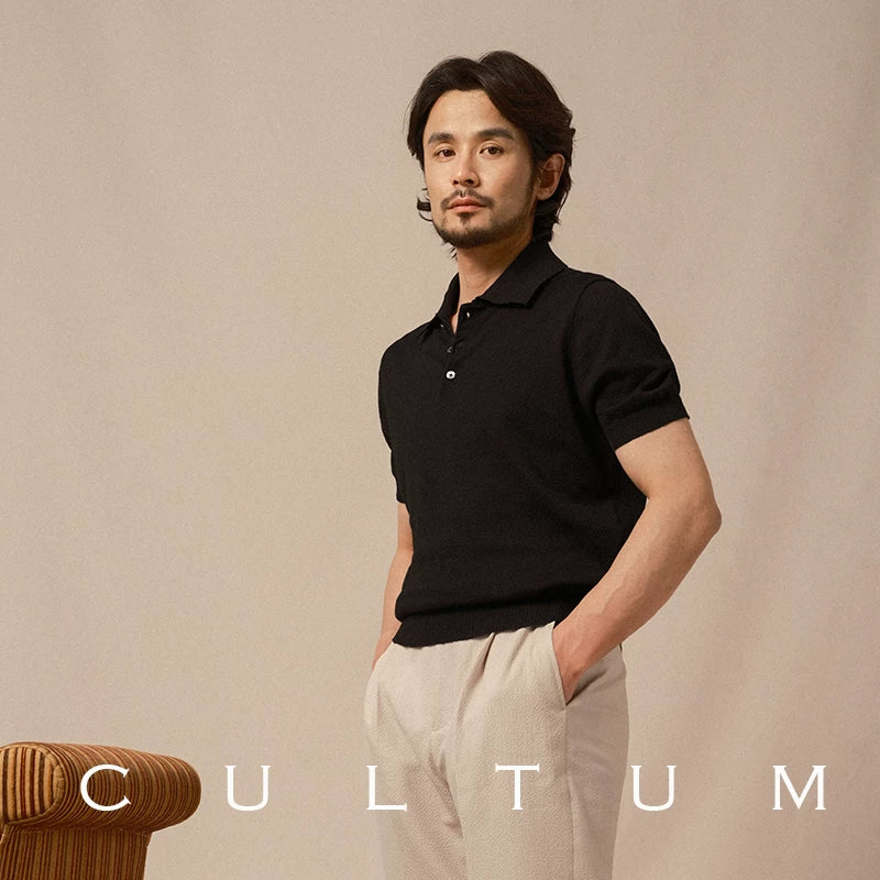 CULTA Lapel Vintage Knitted Polo Shirt