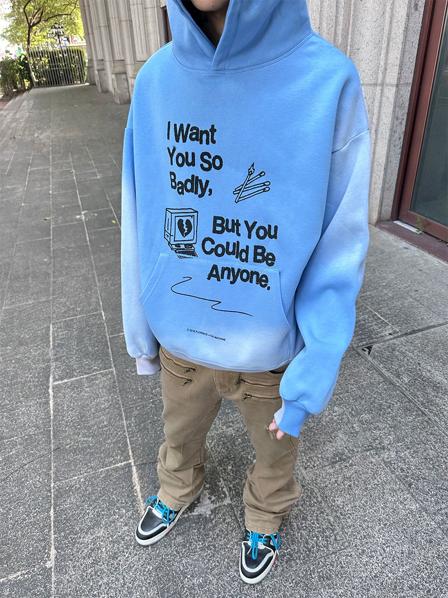 BRG Loose Gradual Change Hooded Sweater Hoodie