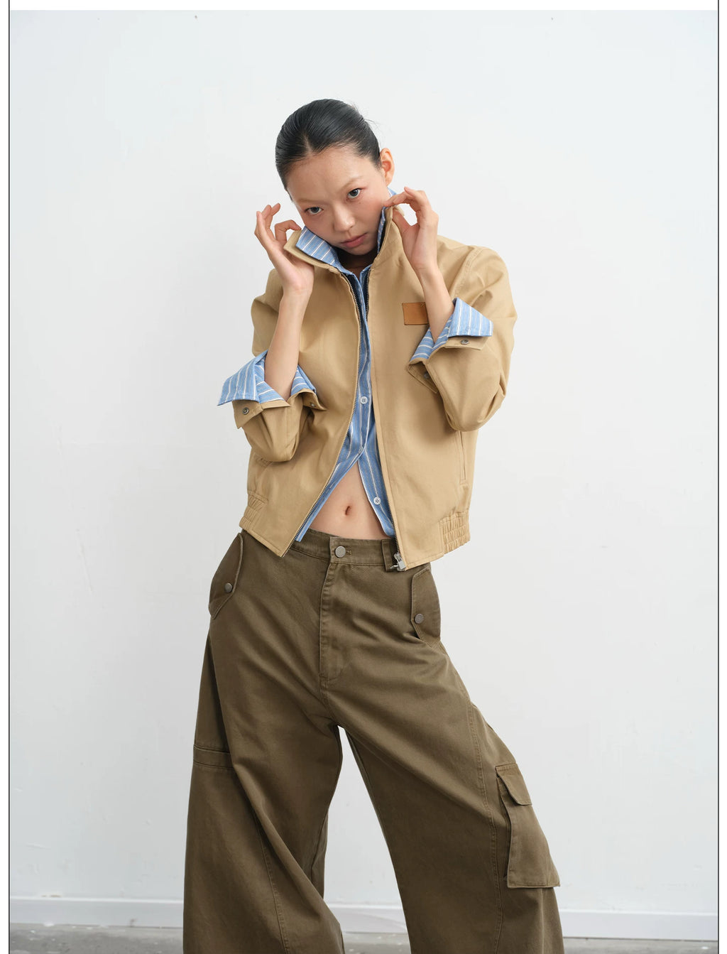 LINY LIBERTY Fake Two-piece Lapel Loose Short Coat