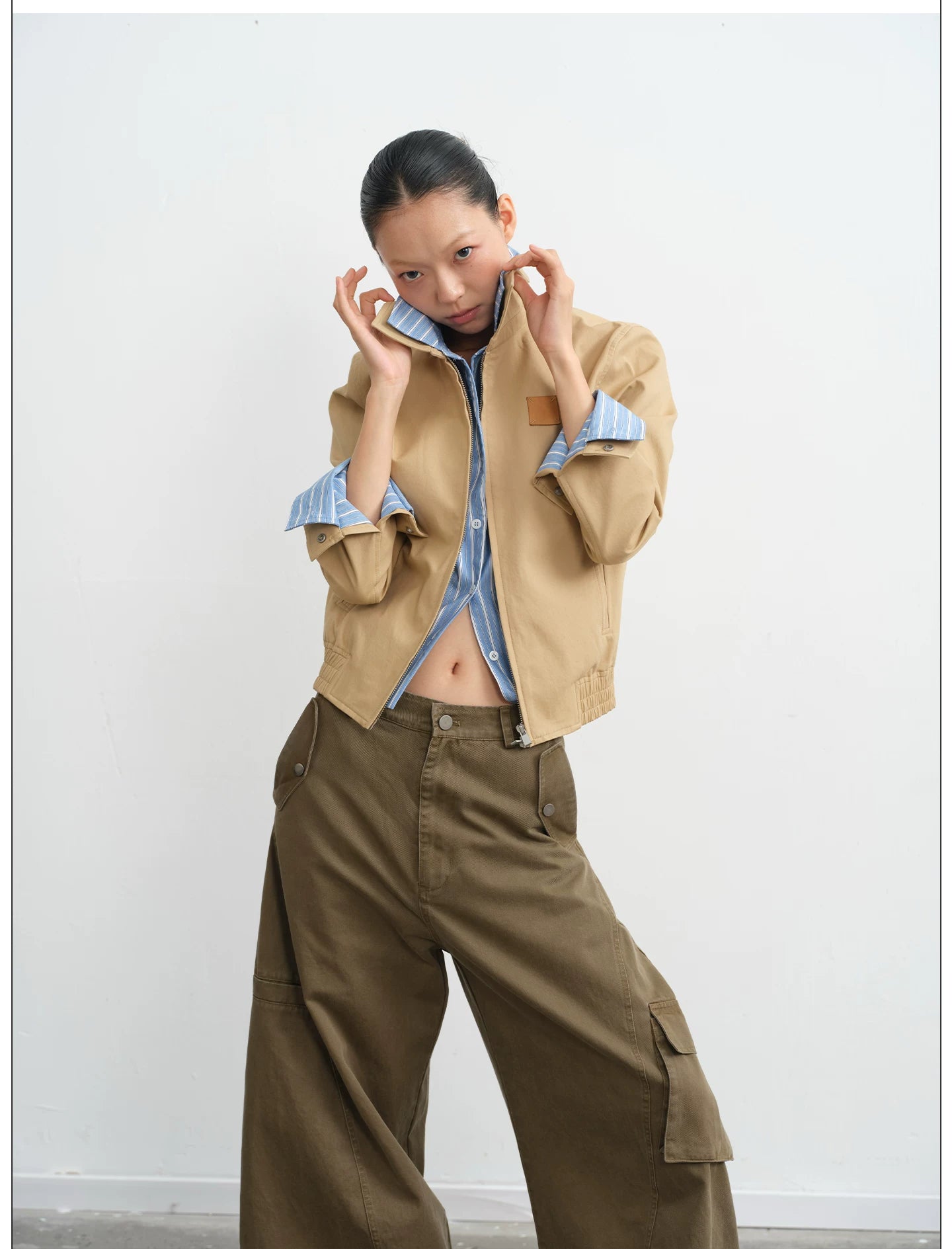 LINY LIBERTY Fake Two-piece Lapel Loose Short Coat
