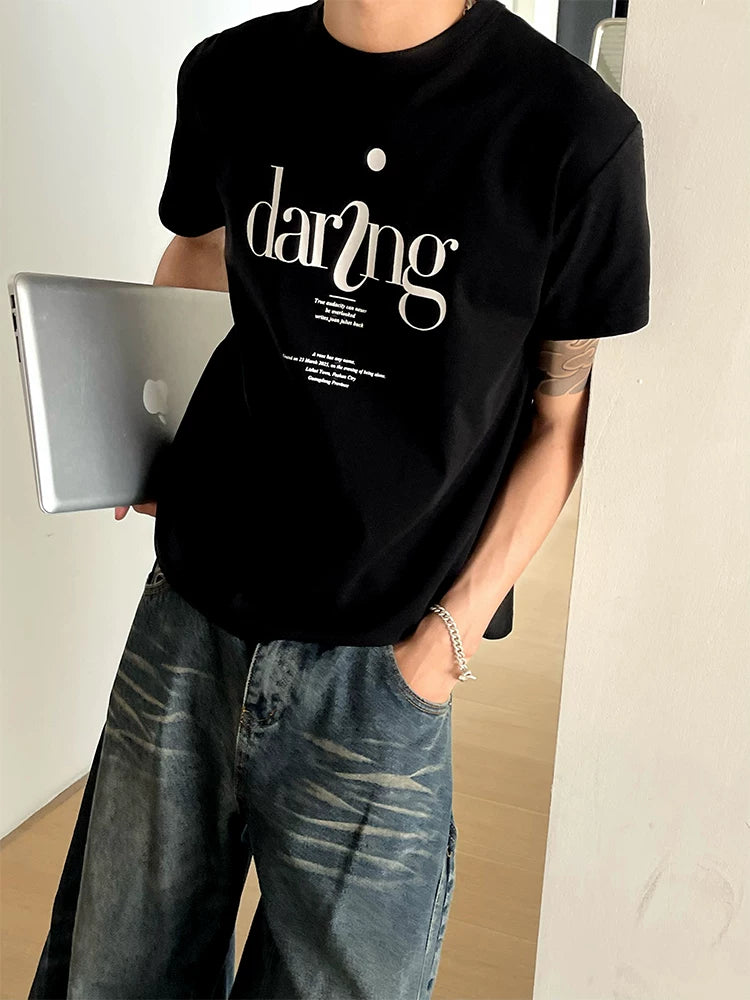 DM Tenacious Shoulder Simple Letter Elastic Tee