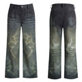 DND4DES Micro-pull Straight Tube Psychedelic Green Gypsy Hot Diamond Trousers
