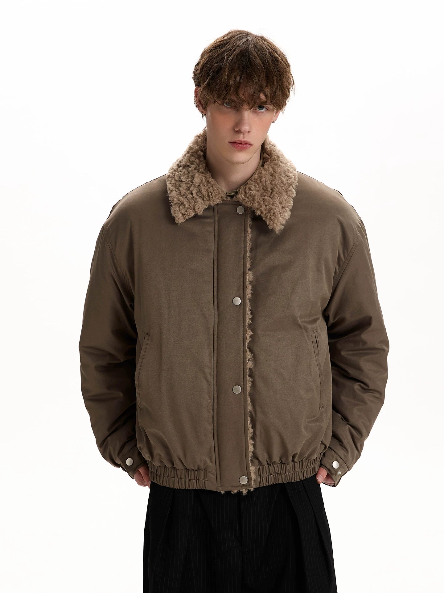 A PUEE Vintage Lamb Fleece Collar Cotton Clothing