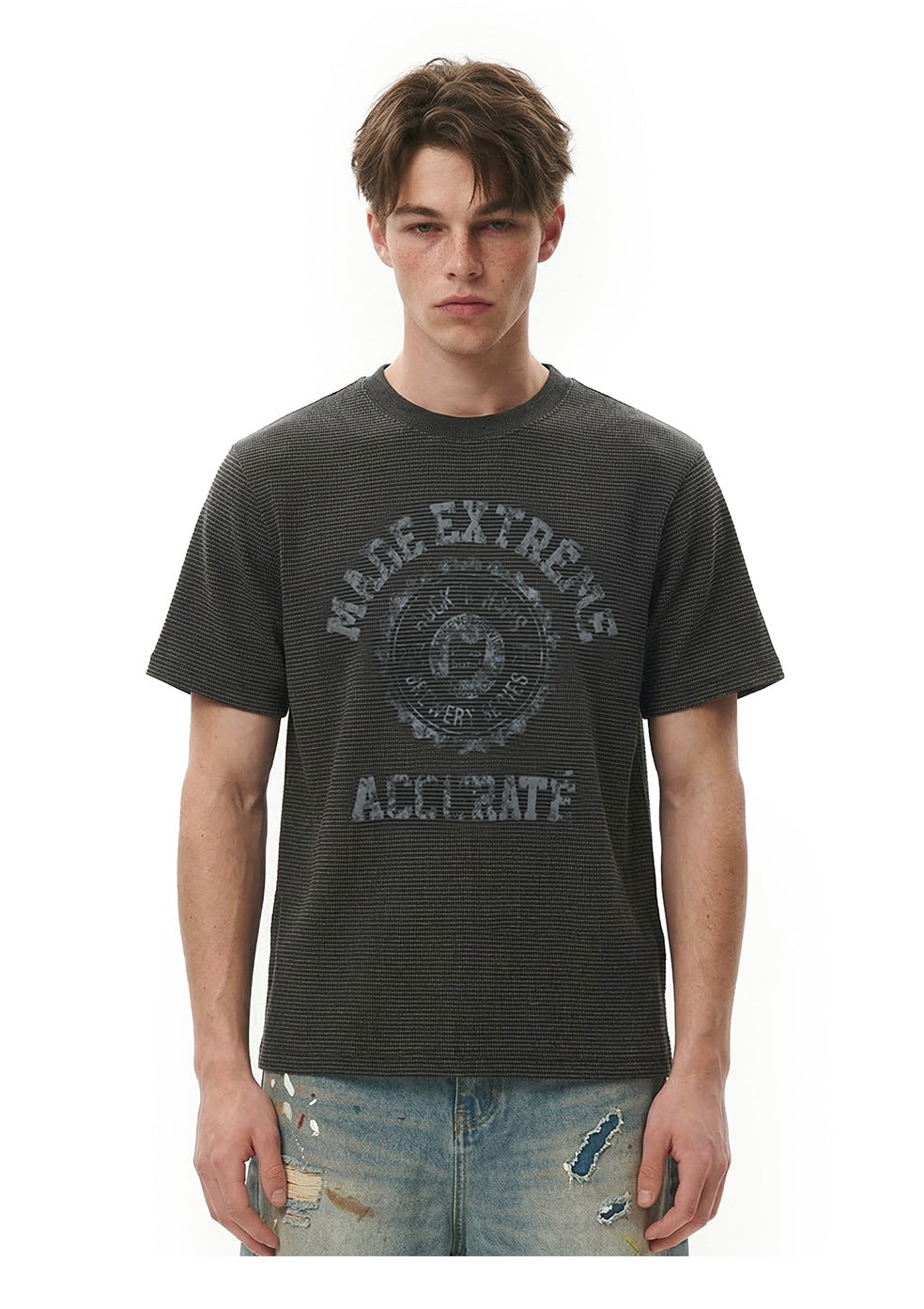 EME Retro Letter Print Striped Tee