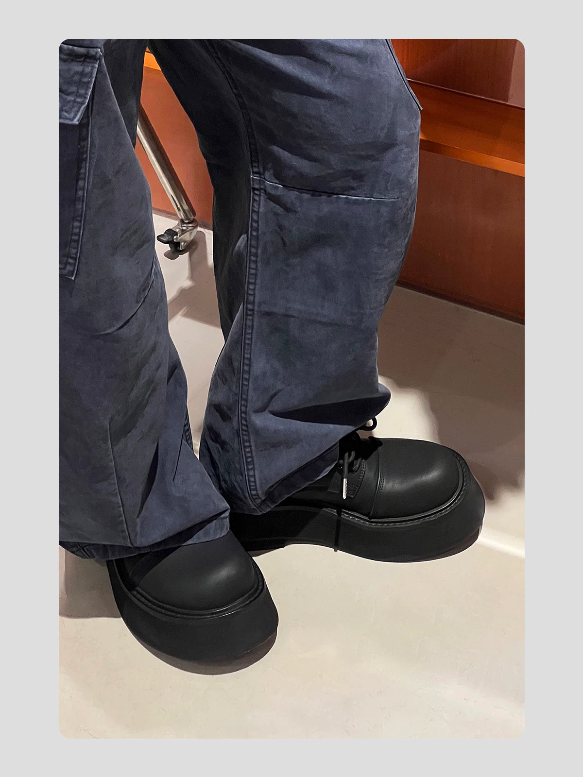 HANQIAORJI 7CM Platform Leather Big Head Shoes