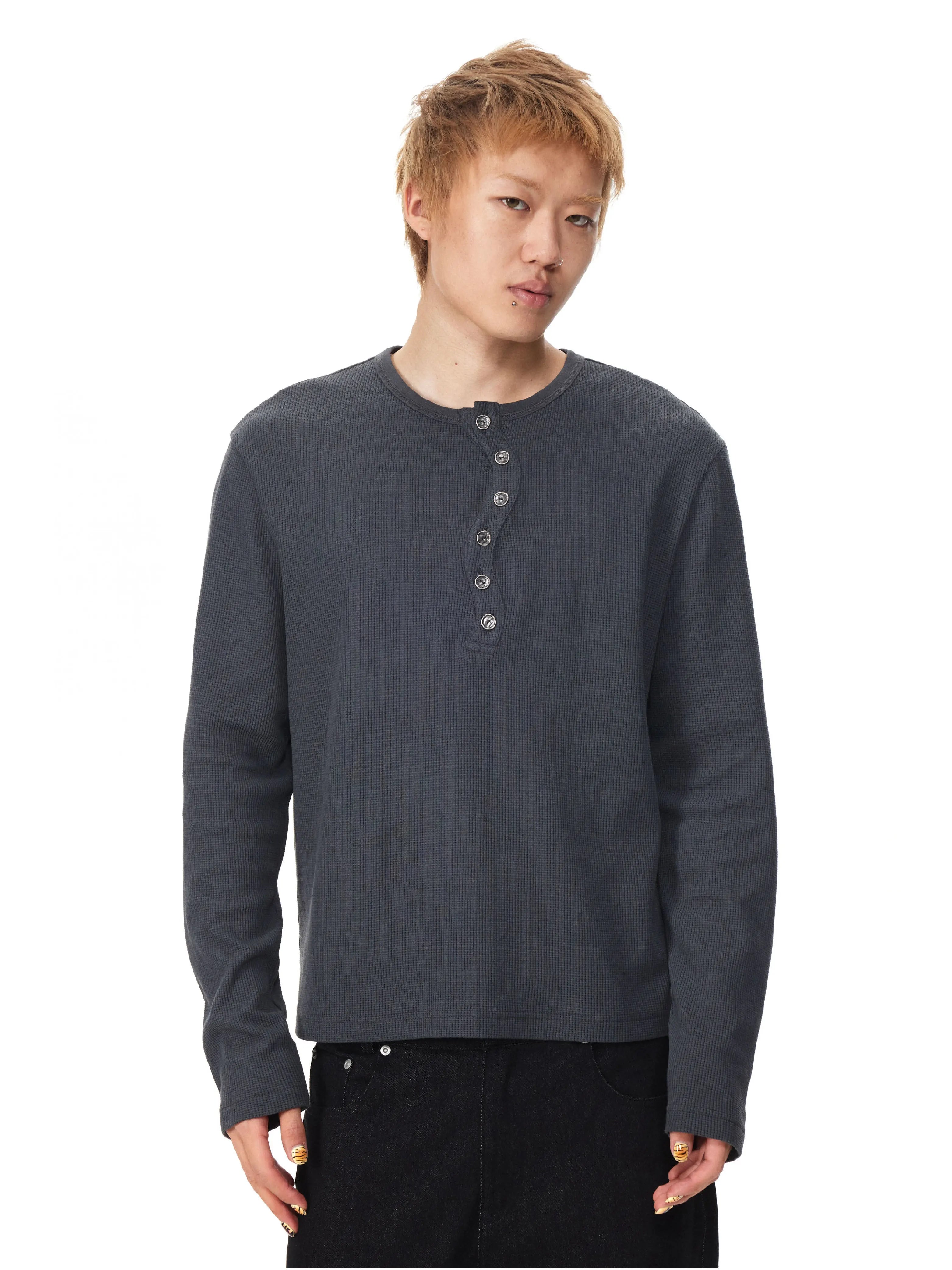 EK Casual Waffle Pullover Long Sleeve