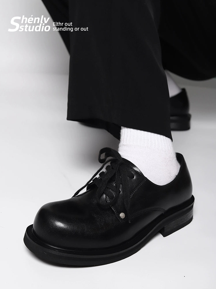 (Clearance) SHENLV turned head thick-soled leather Derby shoes