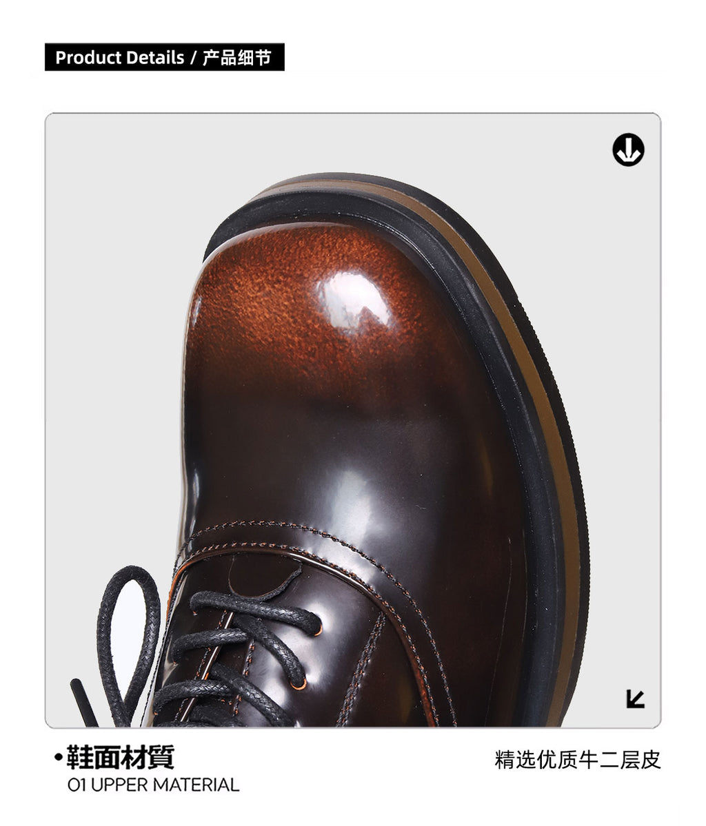 SHENLV STUDIO two-color leather glossy Derby shoes