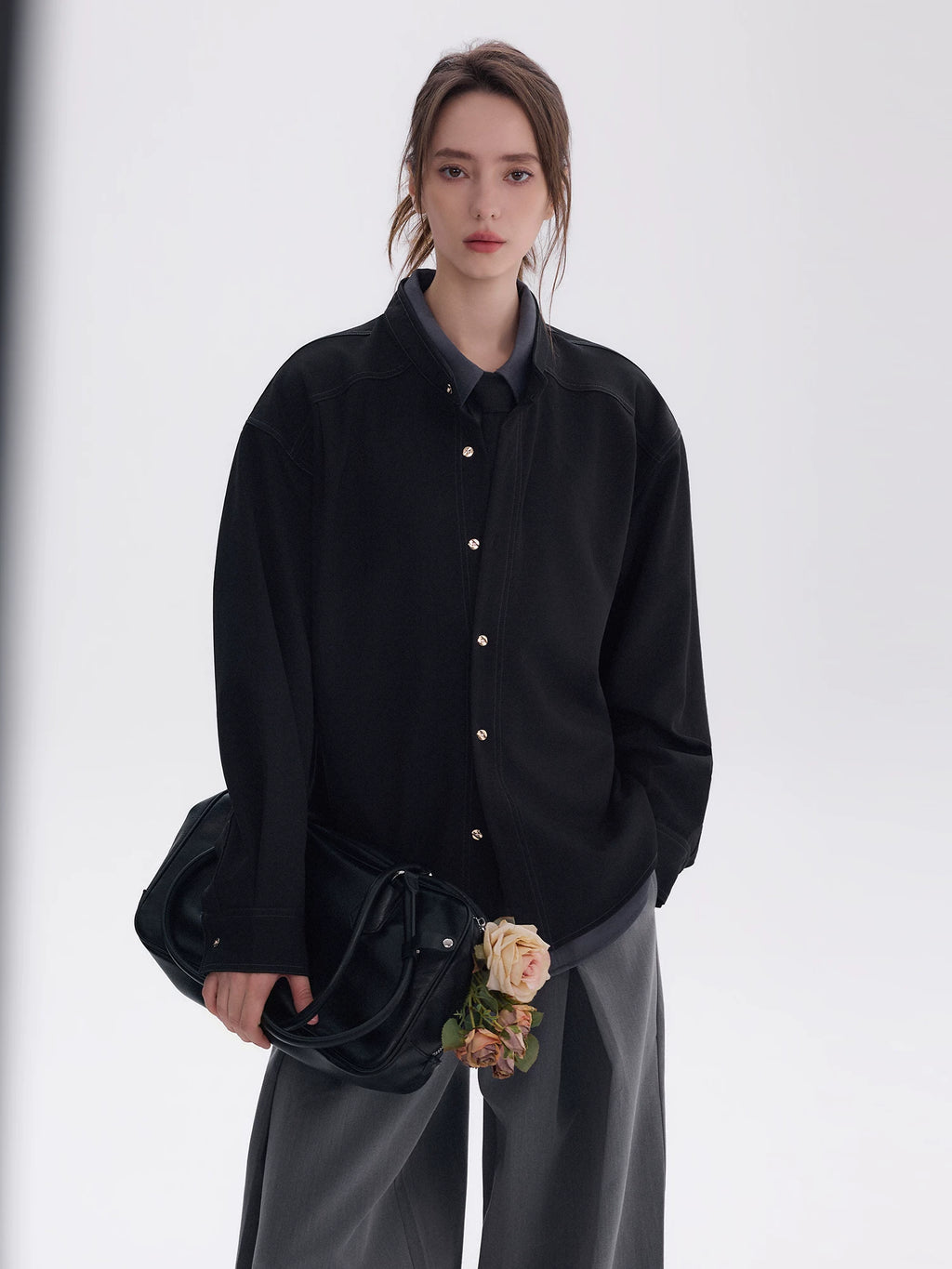 CHOR Fake Two-piece Stand-up Collar Shirt