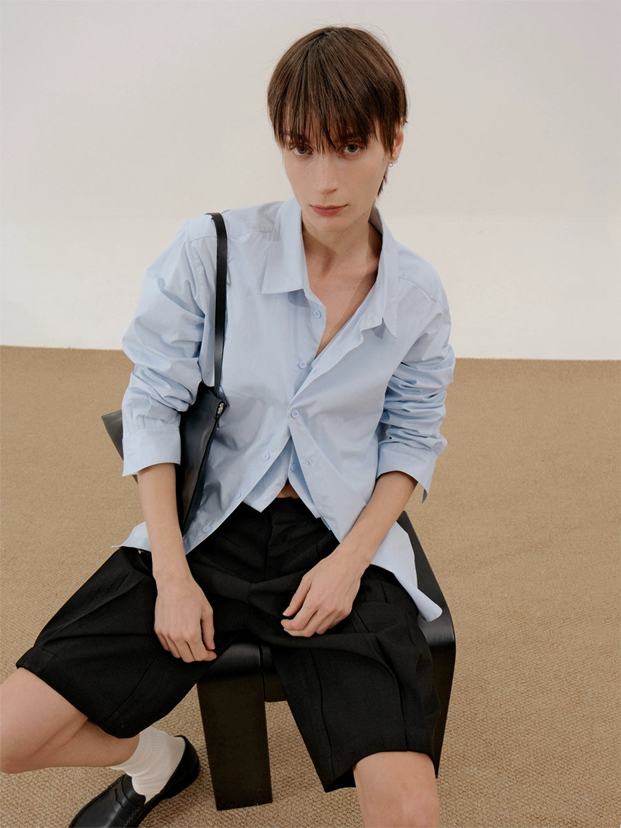 COLN Fake Two-piece Stacked Casual Long-sleeved Shirt