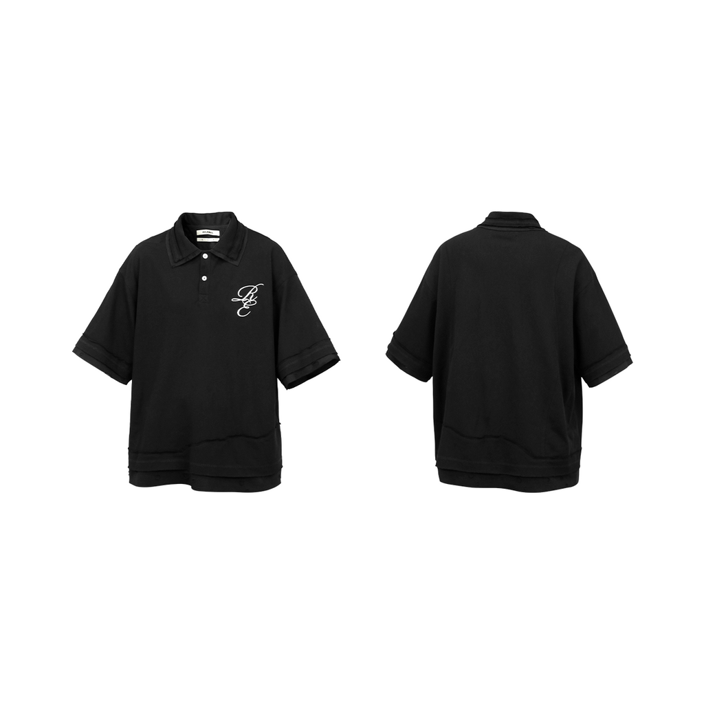 RELABEL Stitching Embroidered Fake Two-piece POLO Shirt