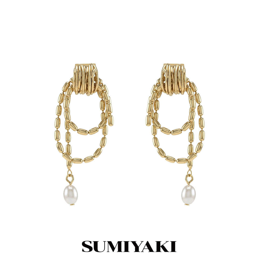 SUMIYAKI Multi-layer Chain-wound Pearl Earrings