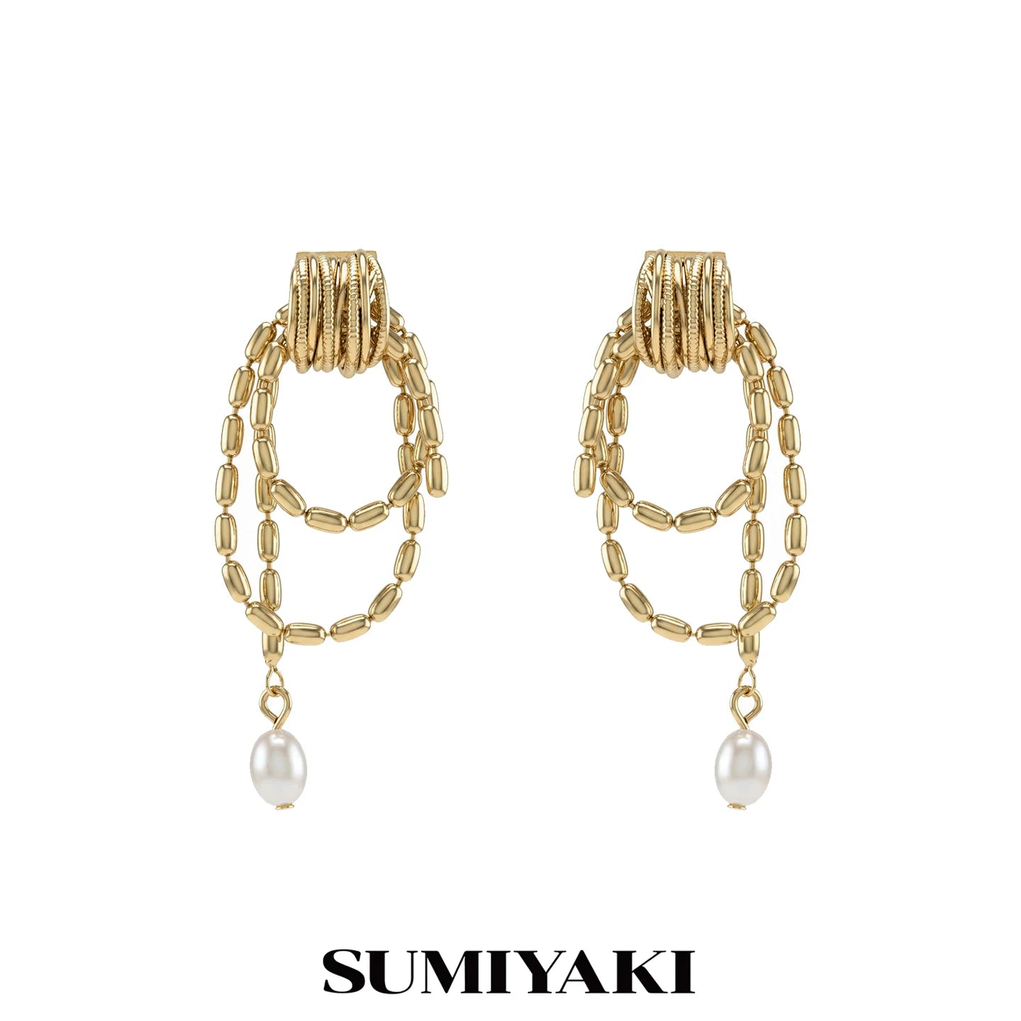 SUMIYAKI Multi-layer Chain-wound Pearl Earrings