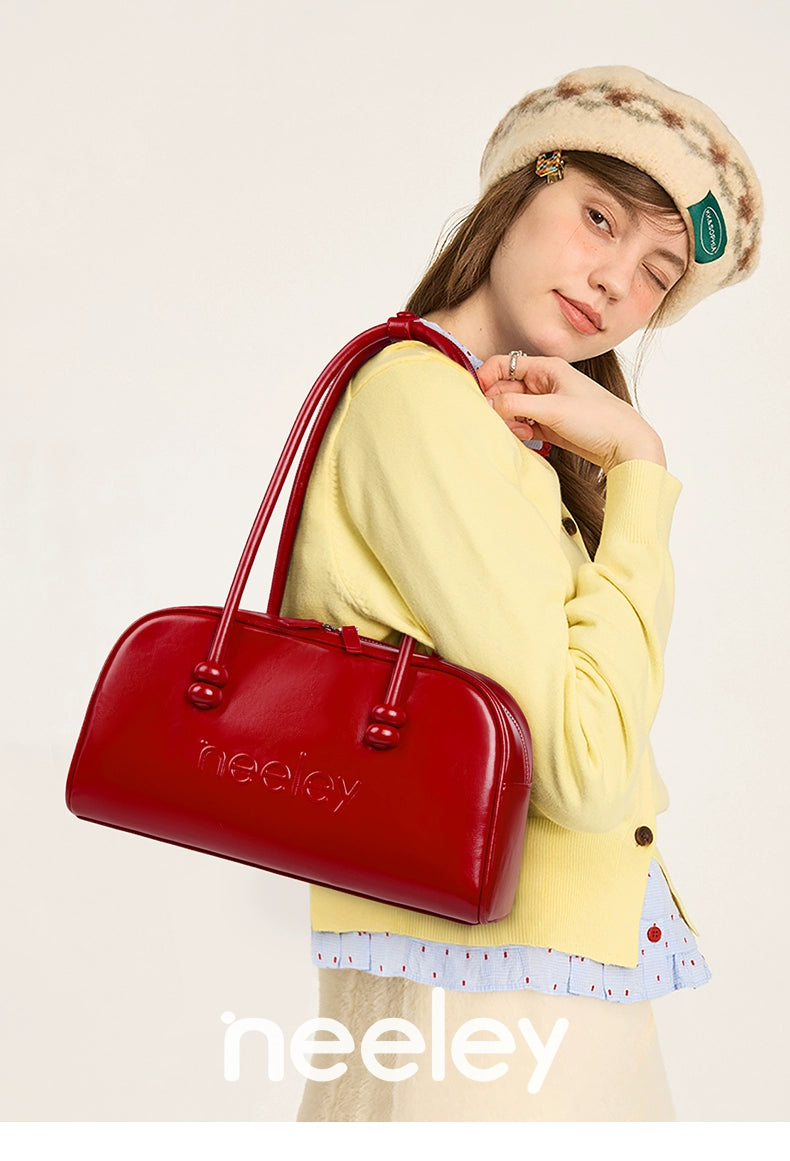 Neeley Leather Boston Bag Underarm Bag Large Capacity