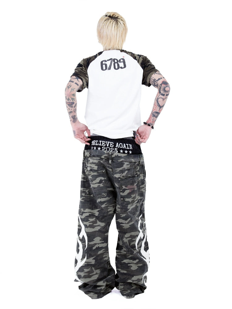 DETW Camouflage Double-waisted Boxing Pants Profile Three-dimensional Casual Pants