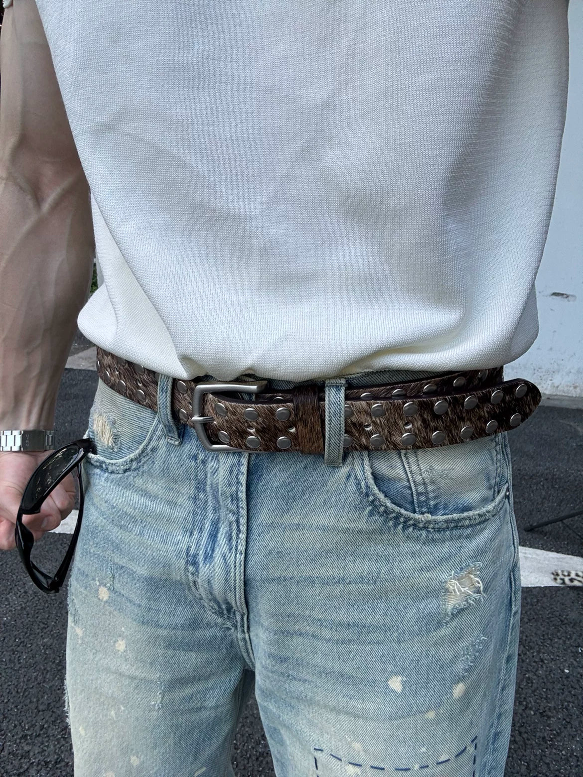 VOWPROGRESS silver buckle niche belt