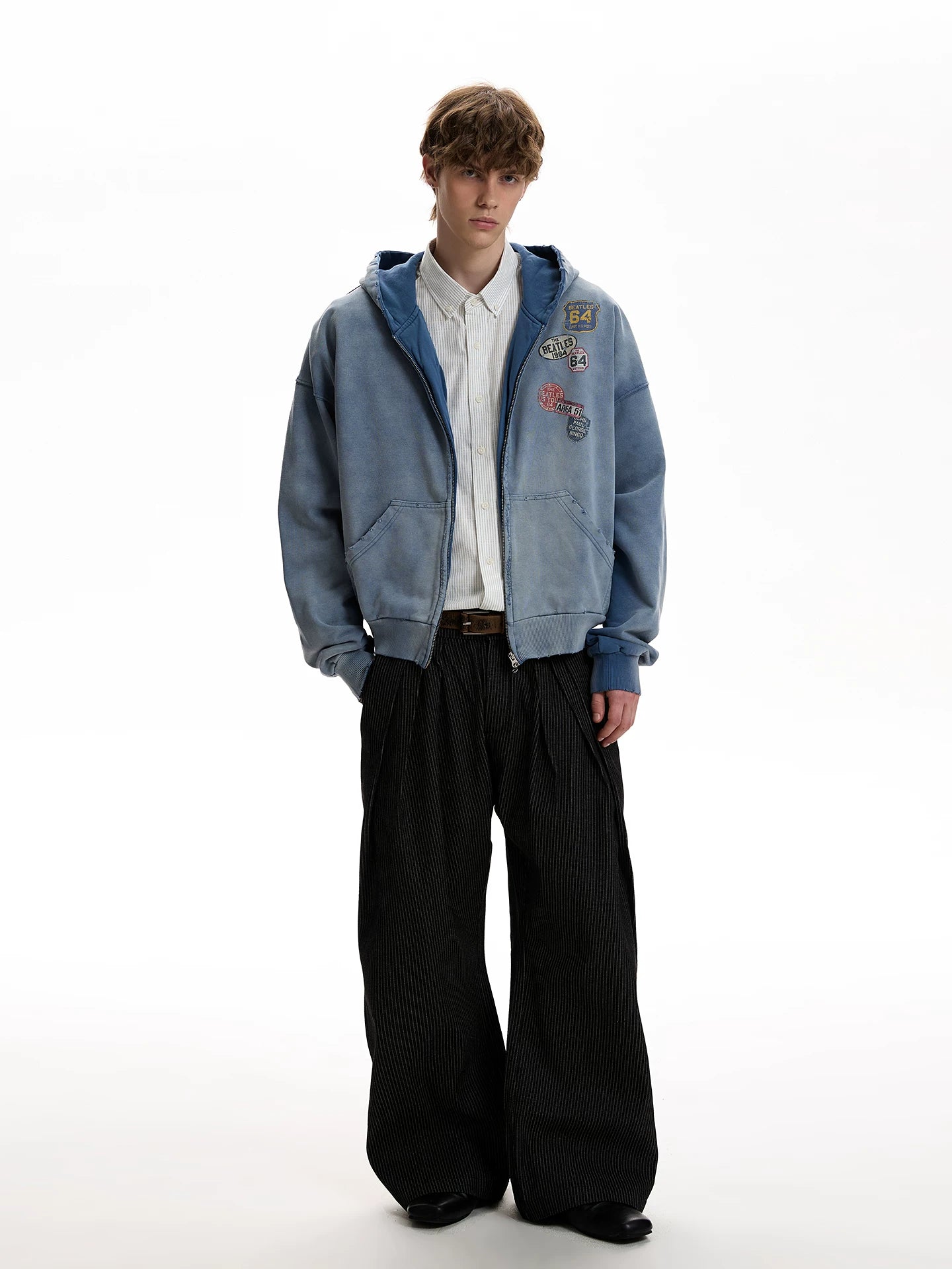 A PUEE Vintage Make Old Label Printed Hooded Sweater