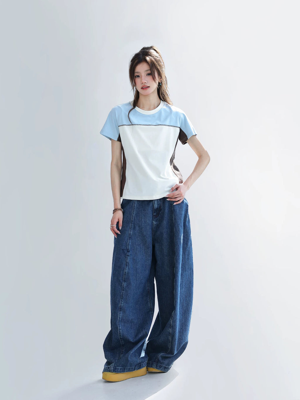 CHANT2nd Contrasting Color Splicing Casual Tee