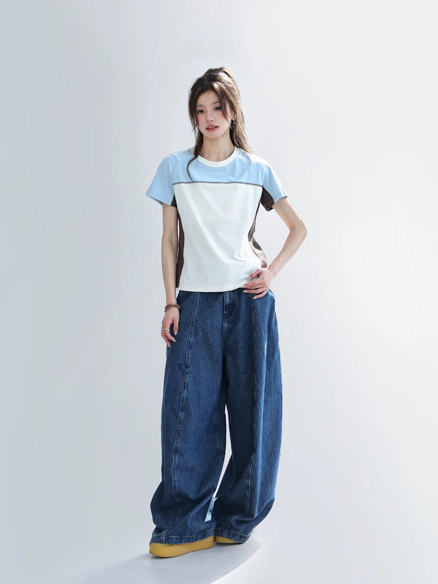 CHANT2nd Contrasting Color Splicing Casual Tee