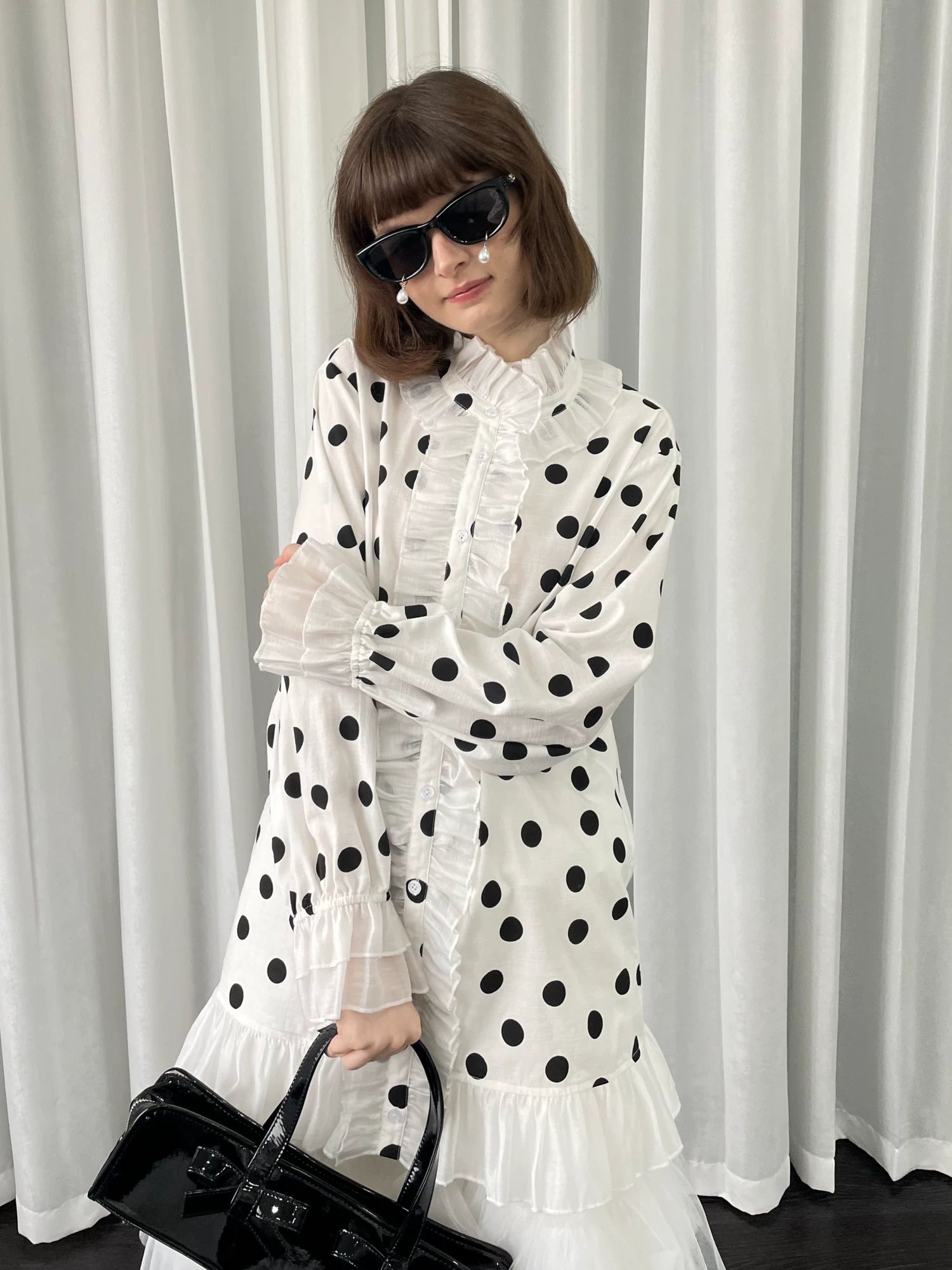 Loosesmell Versatile Polka Dot Lace Shirt