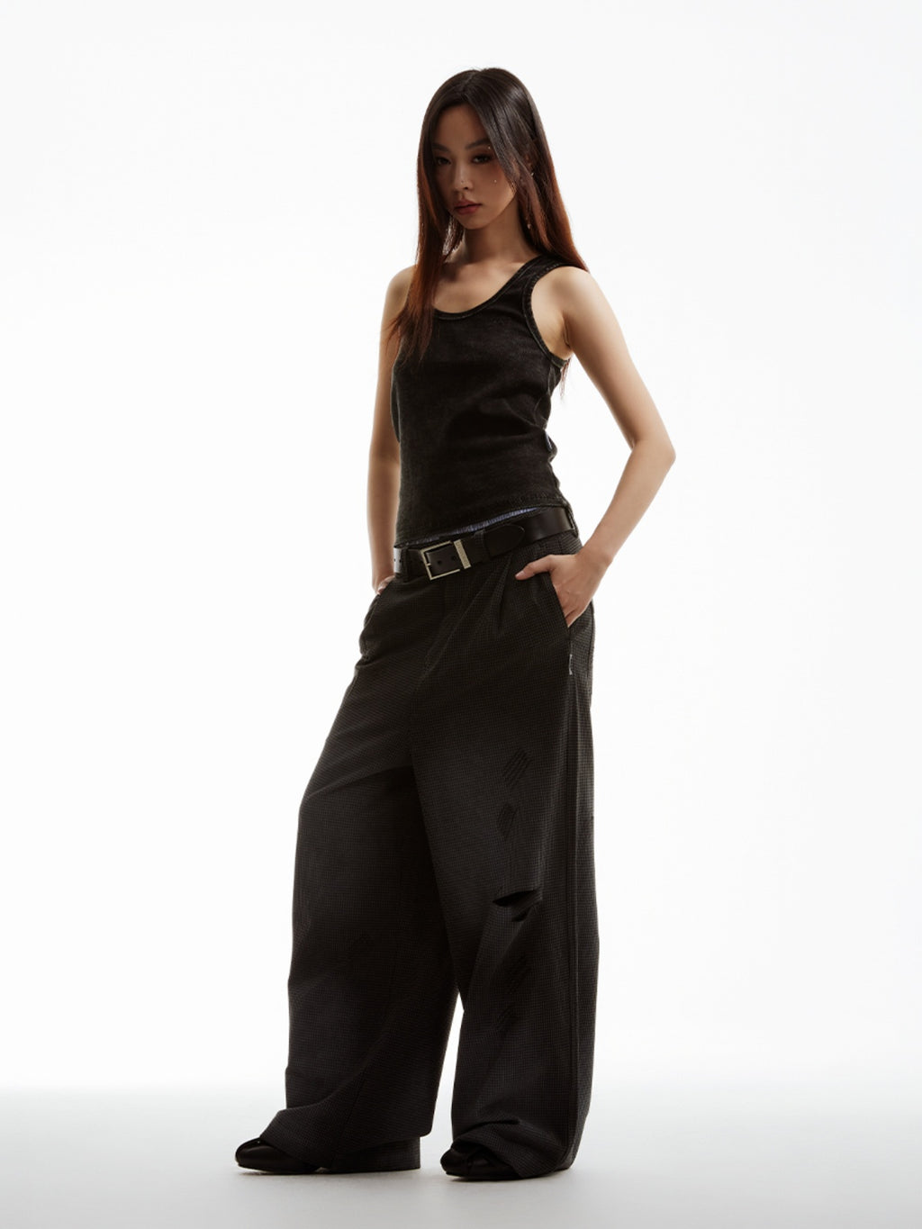 FUNKYFUN Qiandongge Knife Cutting Mouth Spray-painted Trousers