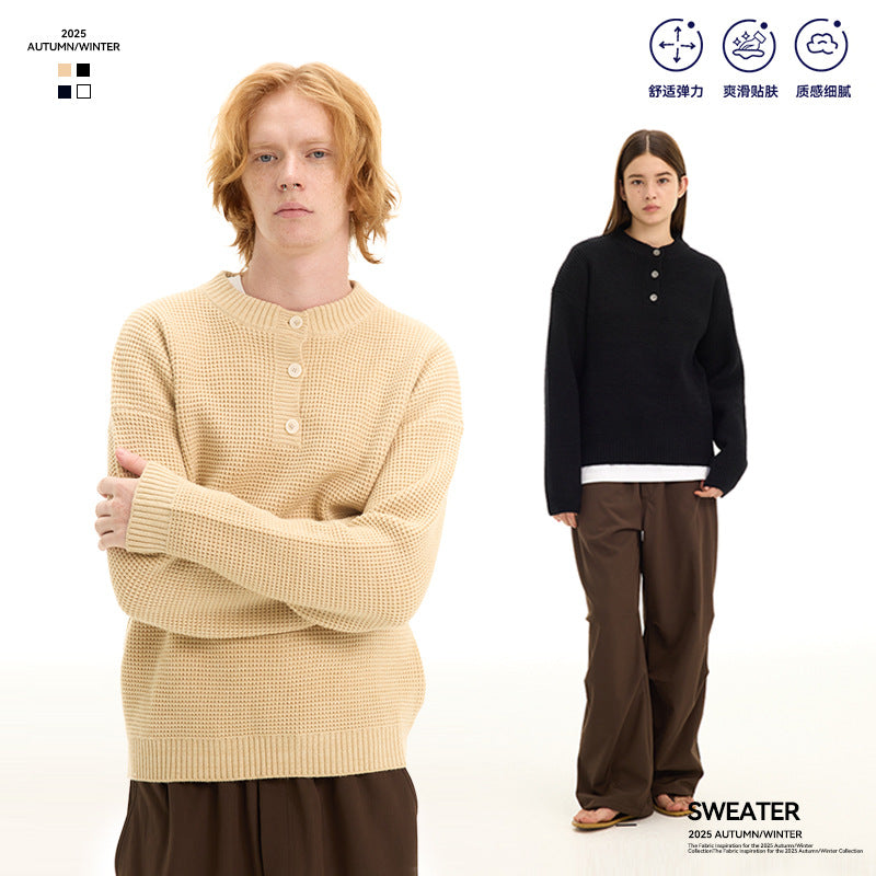 UNF Casual Waffle Knitted Sweater