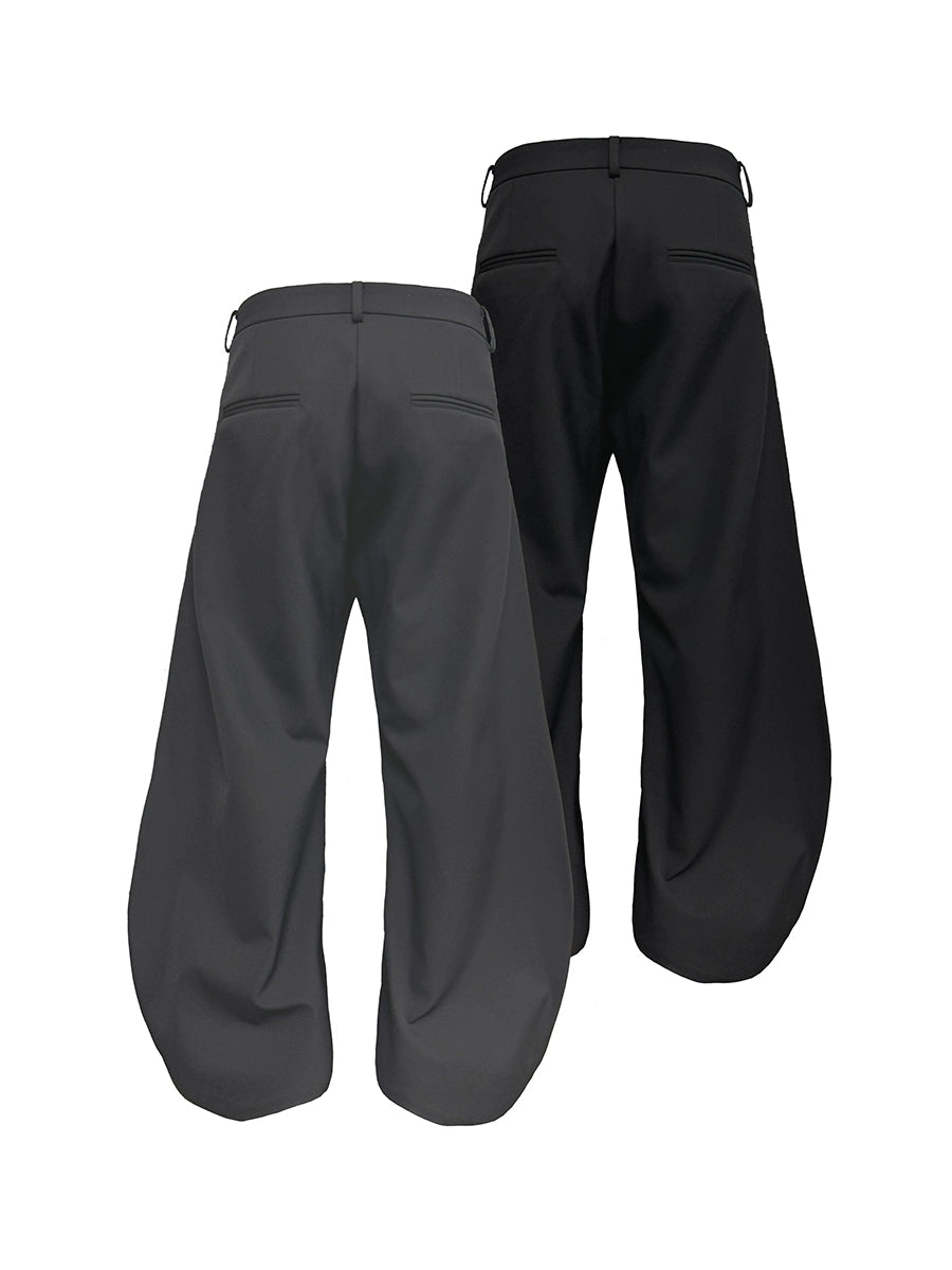 JCAESAR Three-dimensional Cut Wide-leg Two-tone Trousers