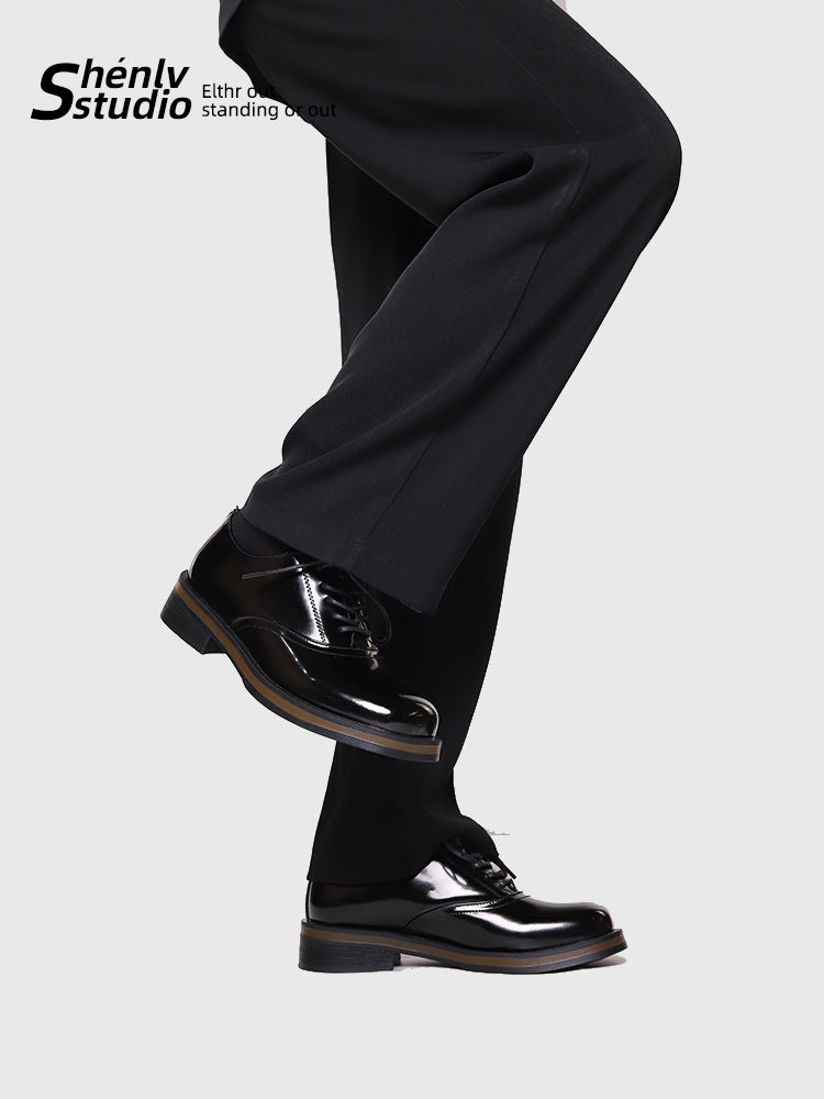 SHENLV STUDIO two-color leather glossy Derby shoes