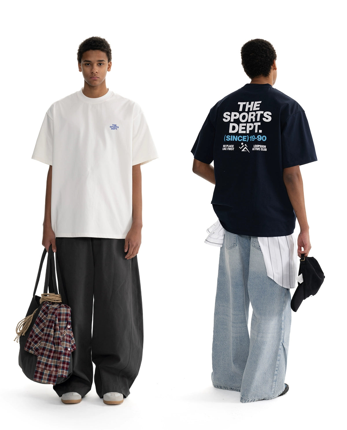 Loopsoon Back Letter Print Loose Casual Tee