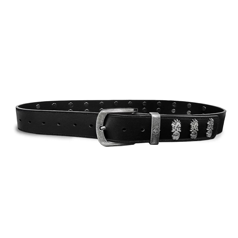 4AM Retro Rivet Metal Skull Logo Belt