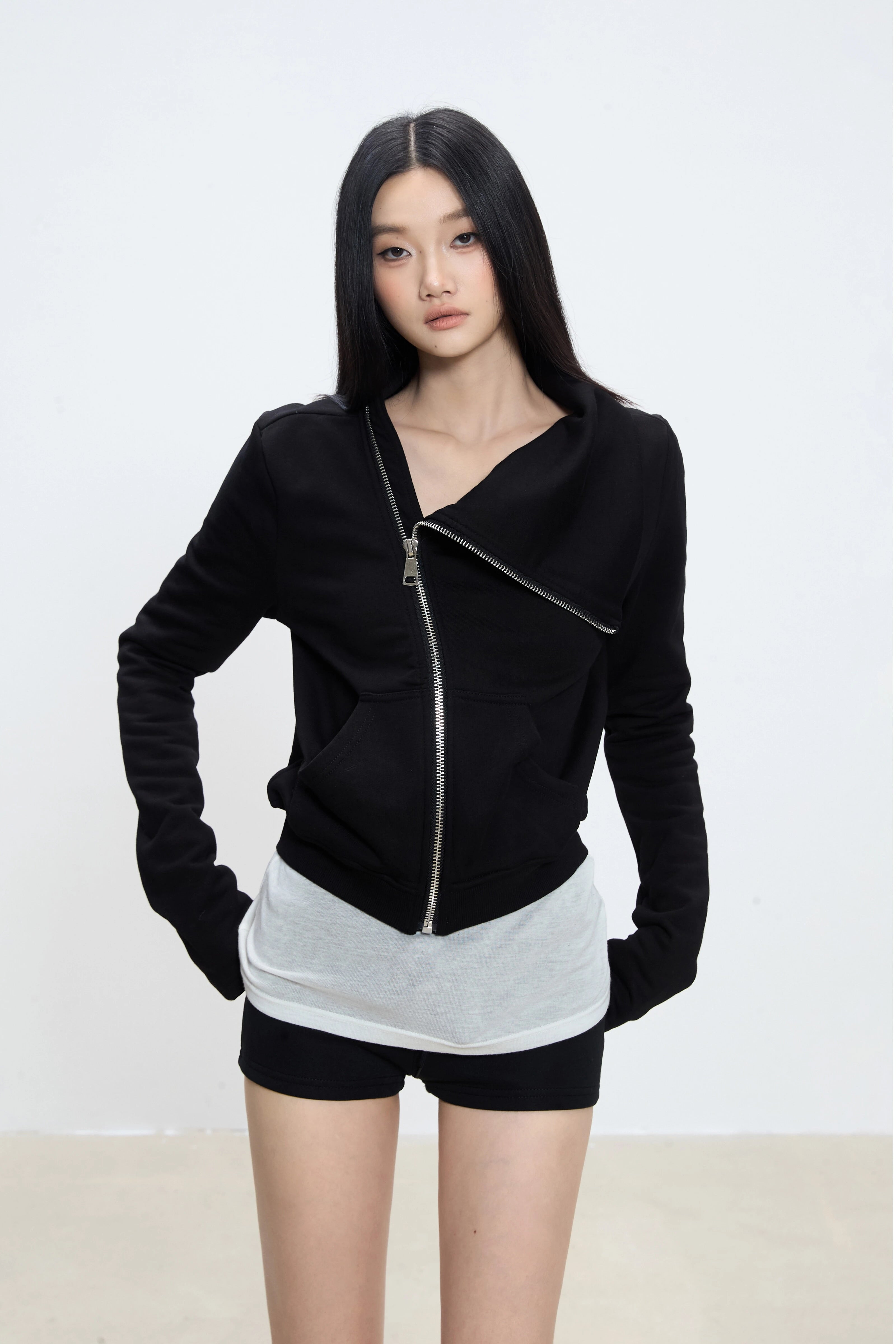 WITHMIN Short Slim and Slim Zipper Jacket