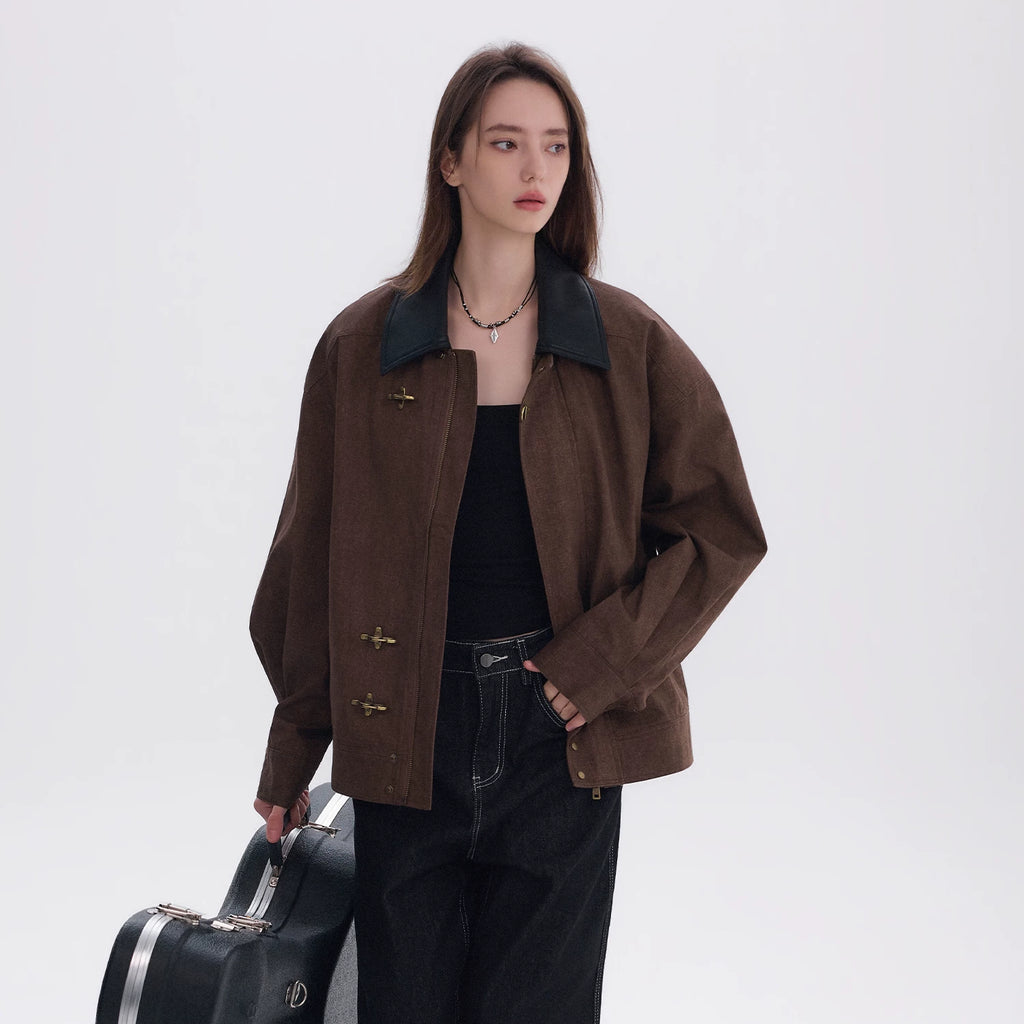 CHOR Lapel Korean Simple Cropped Jacket