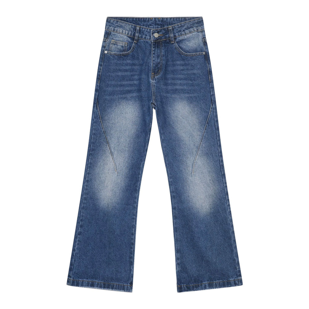 PUBLICRADIO Vintage Stitched Washed Denim Flared Pants
