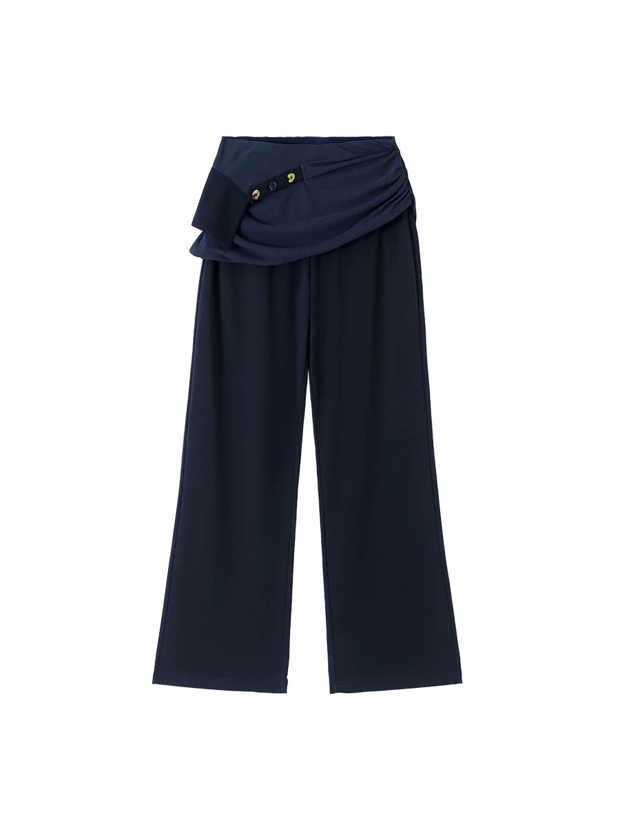 CONP Low-rise Fake Two-piece Drape Slightly Straight-leg Pants
