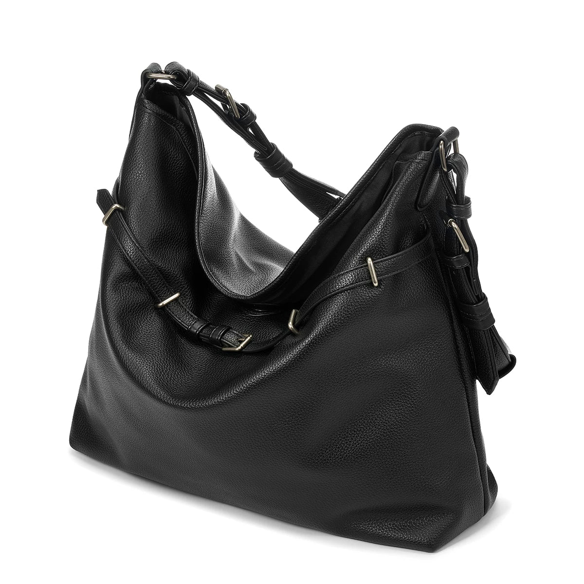 YADAMUI Soft Leather Crossbody Streamer Tote Bag