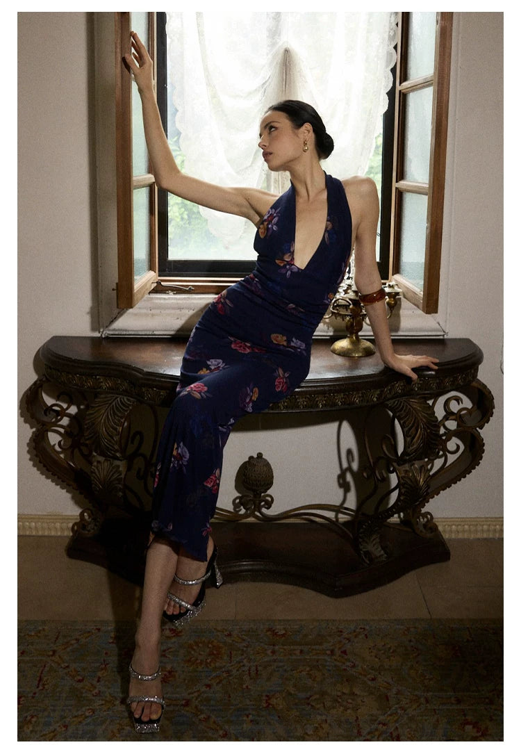 FINDYAWINGS Deep V Leak Back Neck Dress
