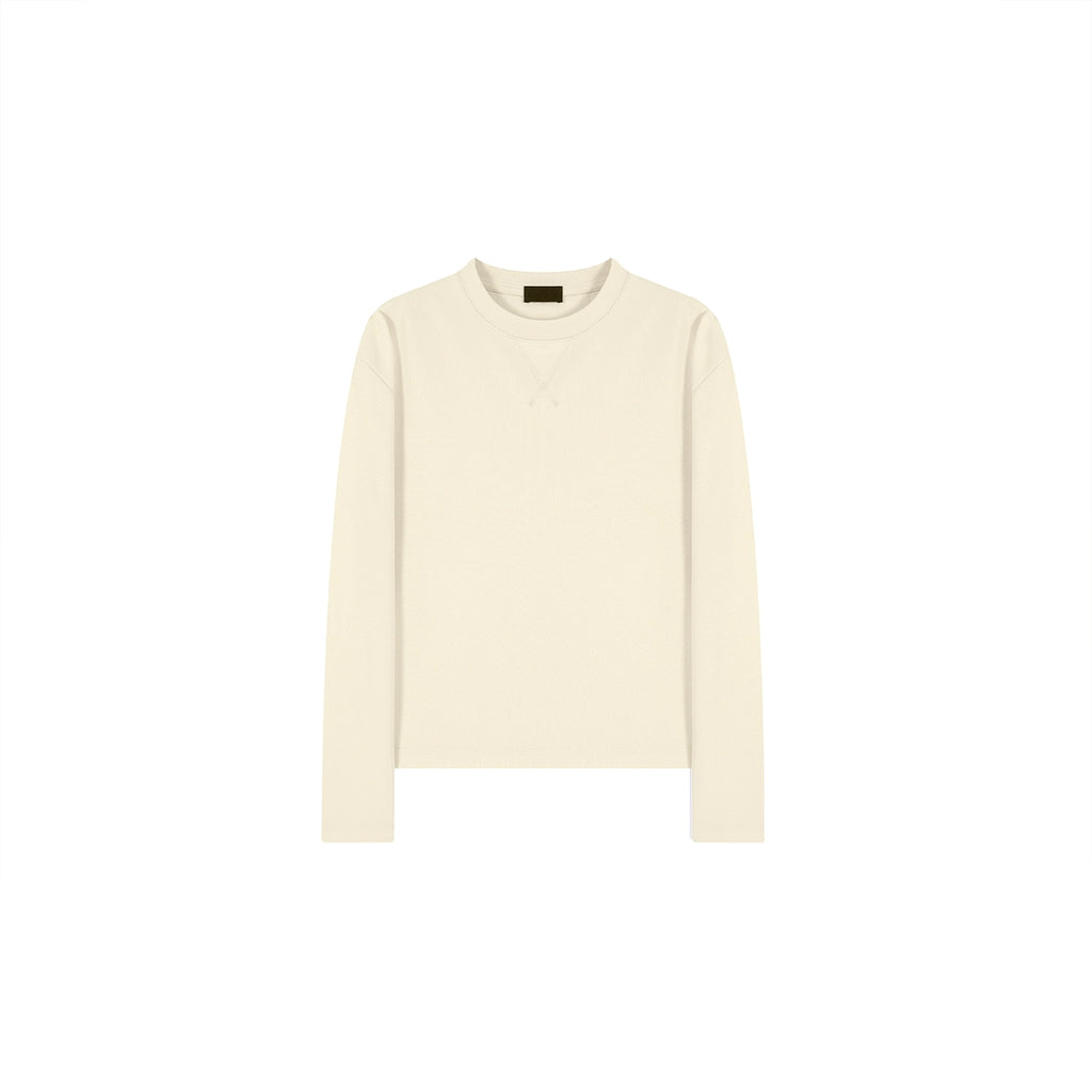 PLUS NO LOGO Casual Bamboo Pattern Round Neck Long Sleeve