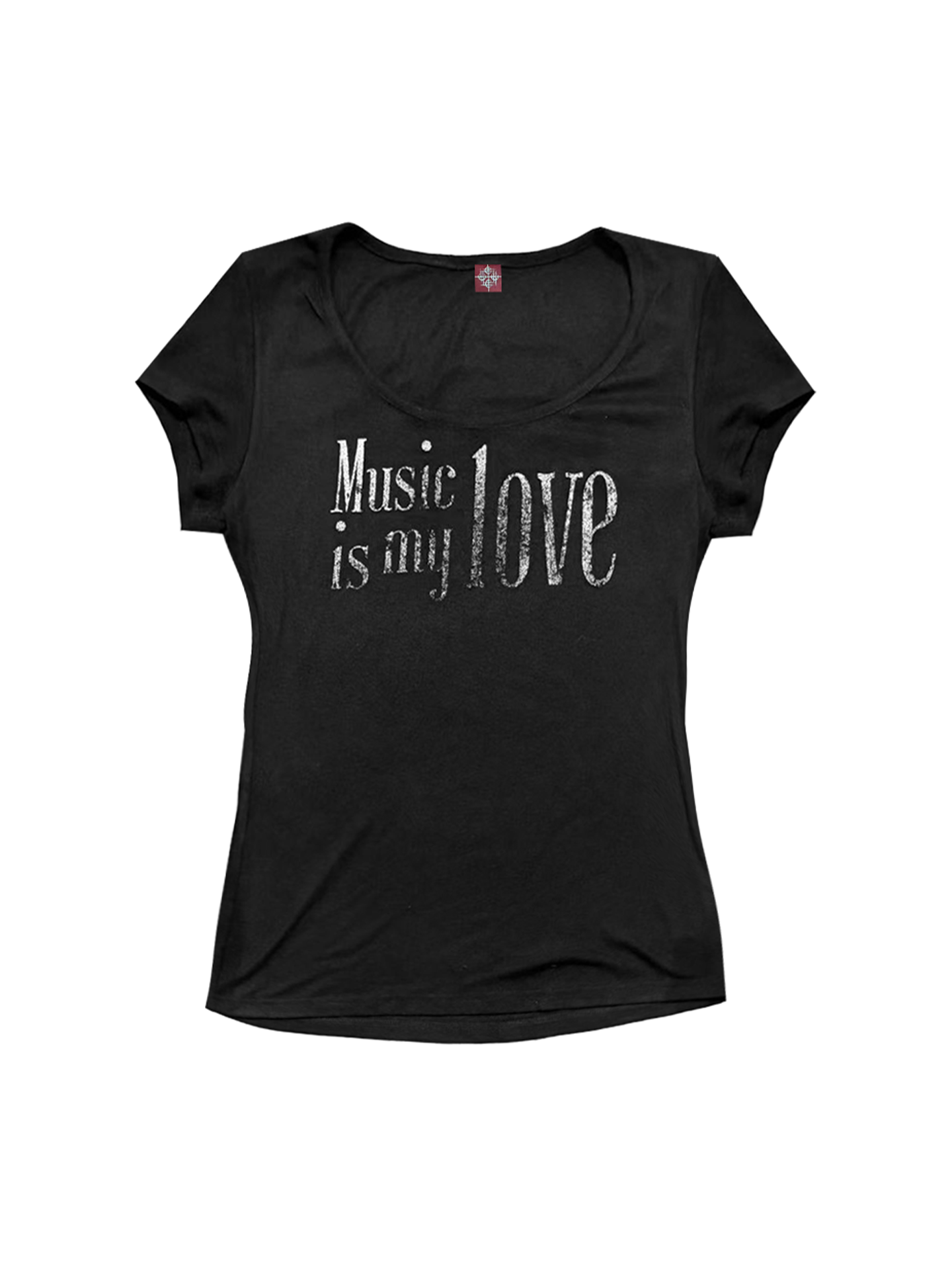 DETW Music Note Digital Printing U Neck Waist Tee