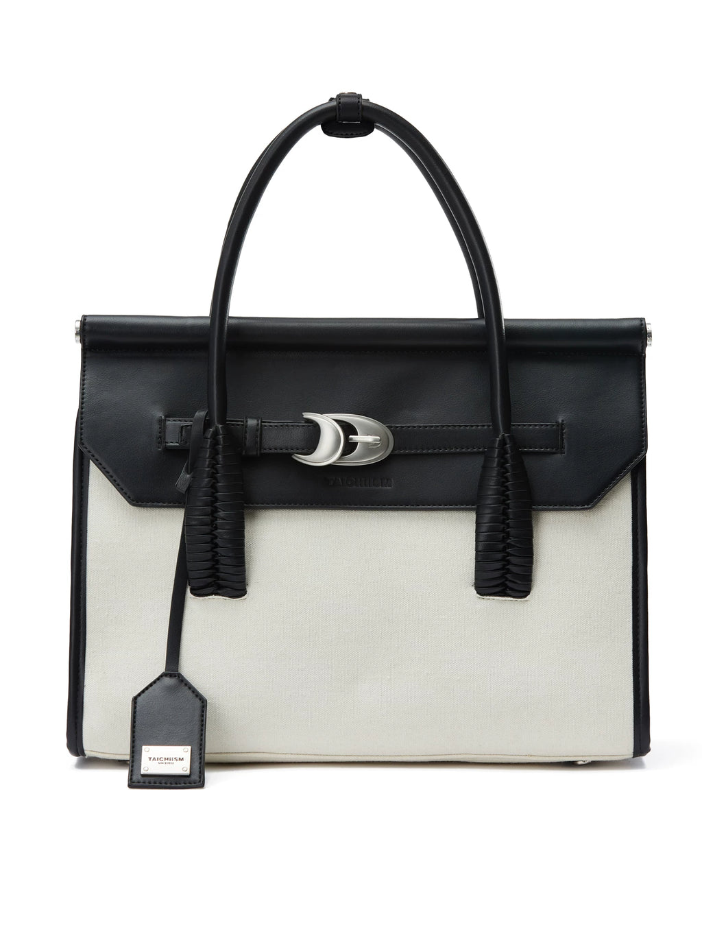TAICHIISM Vintage Spliced Leather Crossbody Hand-held Birkin Canvas Bag
