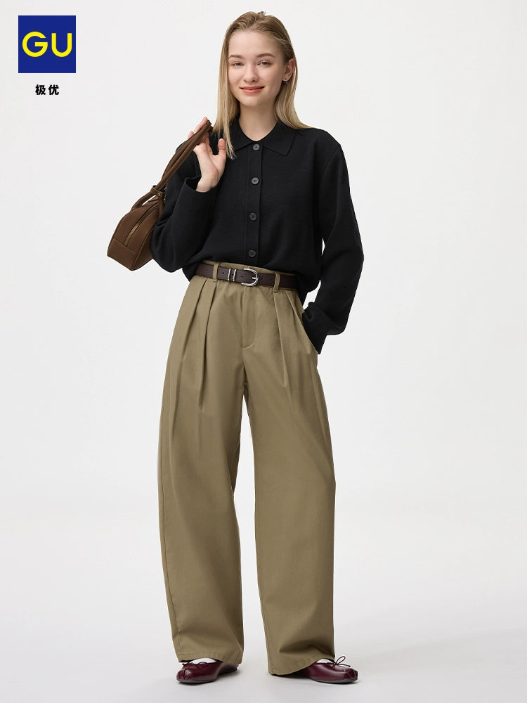 GU Barrel Pleated Pants Loose Scimitar Pants