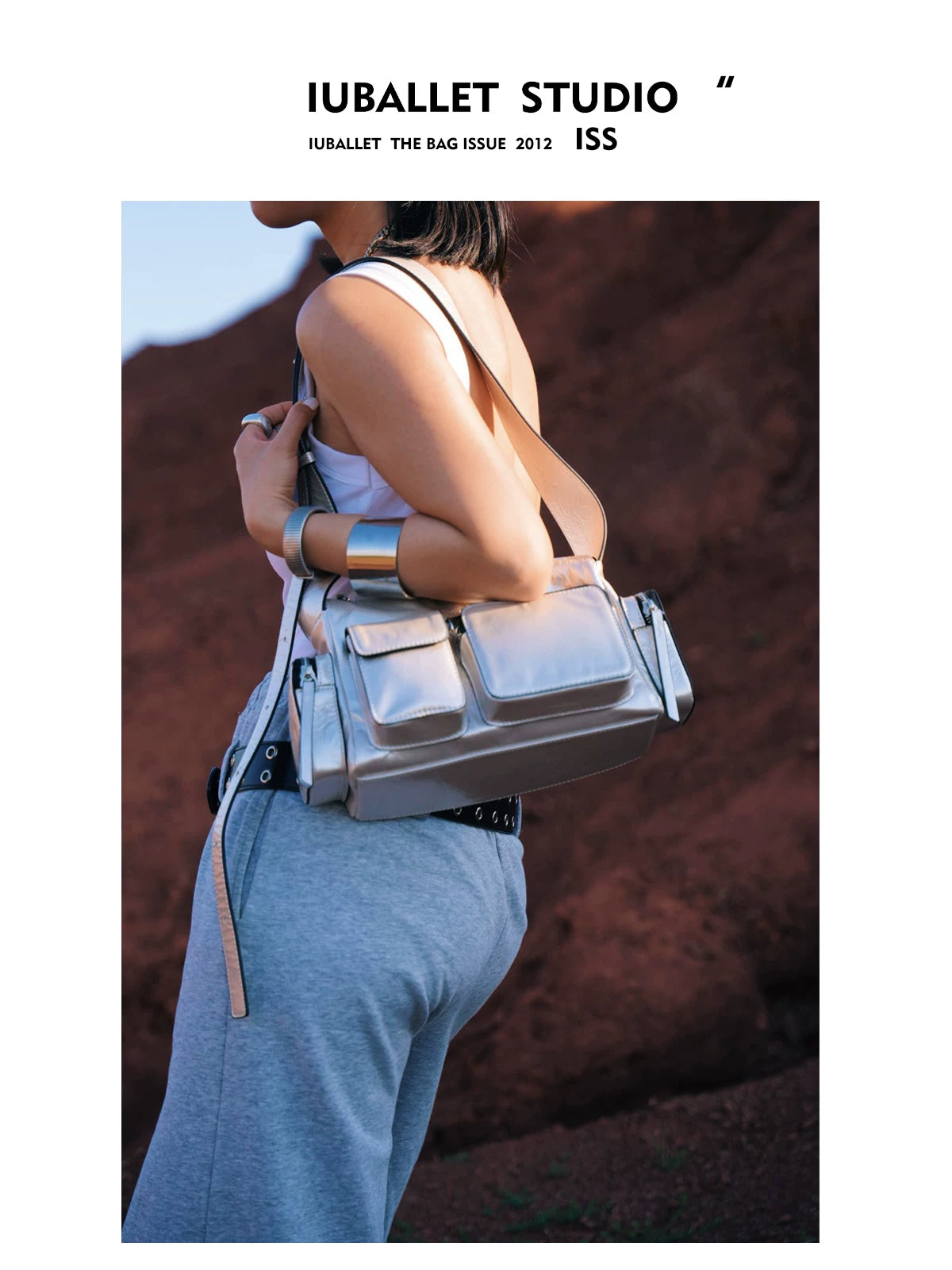 Iuballet Retro First Layer Cowhide Shoulder Armpit Bag