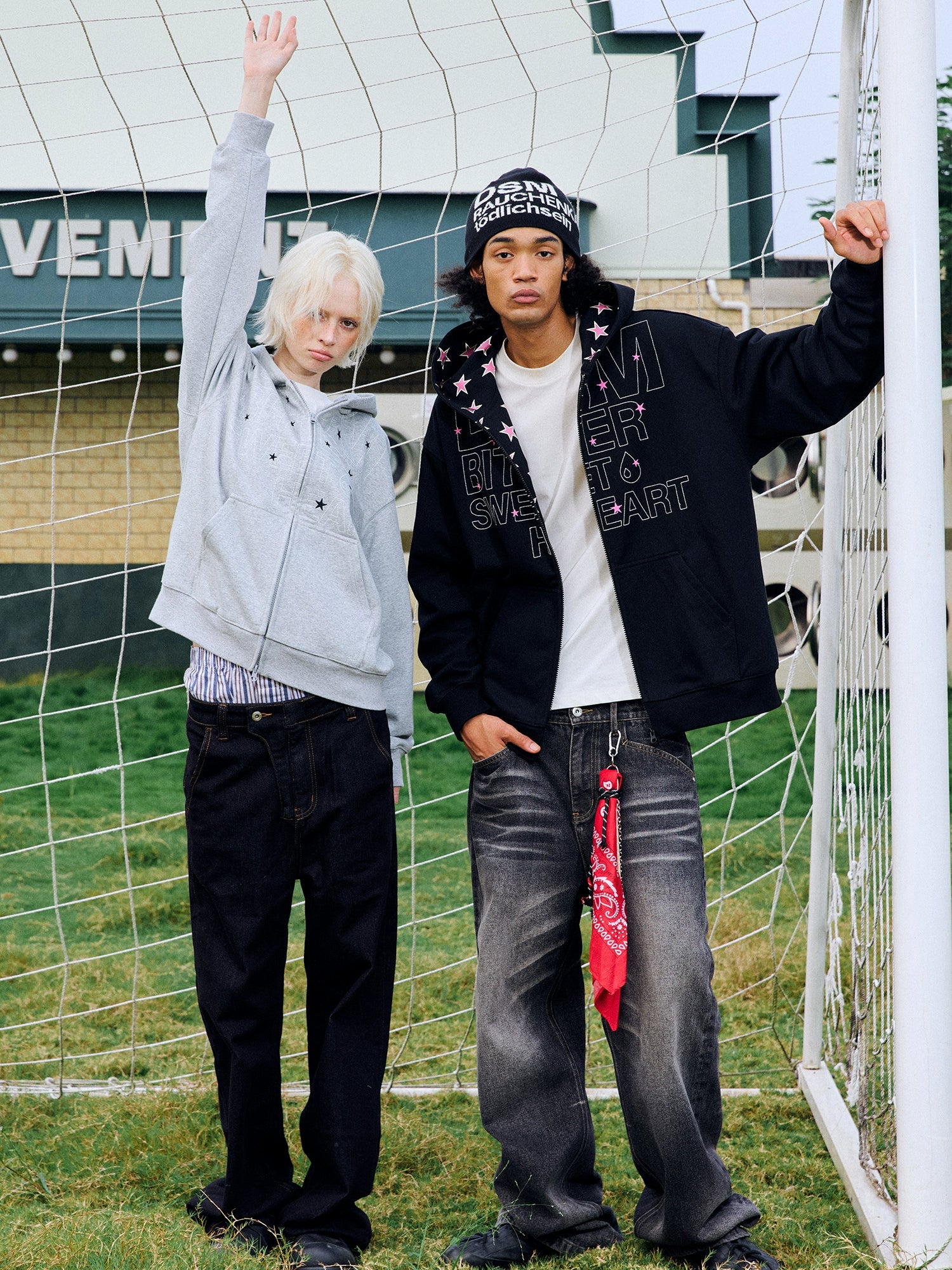 DONSMOKE Star Stitching Loose and Comfortable Contrasting Coat