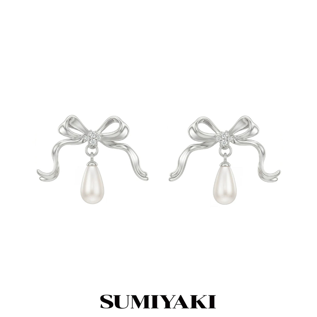 SUMIYAKI Exquisite Bow Pearl Earrings